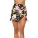 Fusta asimetrica scurta neagra print baroc cu volane Murry 2 - jojofashion.ro
