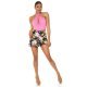 Fusta asimetrica scurta neagra print baroc cu volane Murry 5 - jojofashion.ro
