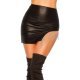 Fusta mulata scurta neagra WetLook cu franjuri metalici argintii Anelie 2 - jojofashion.ro
