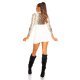 Fusta office piele eco scurta alba cu talia inalta Elsie 6 - jojofashion.ro