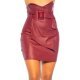 Fusta office piele eco scurta burgundy cu talia inalta Elsie 2 - jojofashion.ro