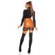 Fusta scurta piele eco maro cu dantela neagra Anny 4 - jojofashion.ro