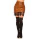 Fusta scurta piele eco maro cu dantela neagra Anny 5 - jojofashion.ro