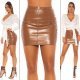 Fusta mulata piele eco scurta maro cu fermoare metalice Rasha 6 - jojofashion.ro