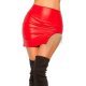 Fusta mulata scurta rosie WetLook cu franjuri metalici argintii Anelie 2 - jojofashion.ro