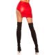 Fusta mulata scurta rosie WetLook cu franjuri metalici argintii Anelie 5 - jojofashion.ro