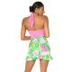 Fusta asimetrica scurta verde print baroc cu volane Murry 3 - jojofashion.ro