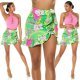 Fusta asimetrica scurta verde print baroc cu volane Murry 6 - jojofashion.ro