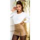 Fusta skort din piele eco, scurta, cappuccino, mulata, Foxy Fusta skort din piele eco, scurta, cappuccino, mulata, Foxy 4 - jojofashion.ro