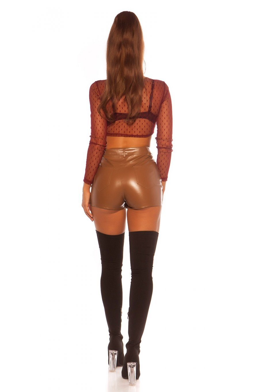 Fusta skort, din piele eco, scurta, maro, mulata, Ariadna Fusta skort, din piele eco, scurta, maro, mulata, Ariadna 7 - jojofashion.ro