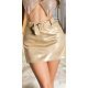 Fusta skort, din PU si vascoza, scurta, sampanie aurie, mulata, Kandi 2 - jojofashion.ro