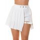 Fusta skort in clos, scurta, alba, cu catarama pe picior, Lolera 2 - jojofashion.ro