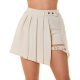 Fusta skort in clos, scurta, bej, cu catarama pe picior, Lolera 2 - jojofashion.ro