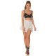 Fusta skort in clos, scurta, bej, cu catarama pe picior, Lolera 7 - jojofashion.ro
