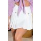 Fusta skort scurta, alba, plisata, cu nasturi decorativi, Giselle Fusta skort scurta, alba, plisata, cu nasturi decorativi, Giselle 2 - jojofashion.ro