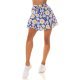 Fusta skort scurta, albastra cu flori galbene, cu volan si cordon, Marlina Fusta skort scurta, albastra cu flori galbene, cu volan si cordon, Marlina 2 - jojofashion.ro
