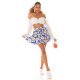 Fusta skort scurta, albastra cu flori galbene, cu volan si cordon, Marlina Fusta skort scurta, albastra cu flori galbene, cu volan si cordon, Marlina 7 - jojofashion.ro