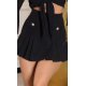 Fusta skort scurta, neagra, plisata, cu nasturi decorativi, Giselle 2 - jojofashion.ro