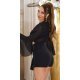 Fusta skort scurta, neagra, plisata, cu nasturi decorativi, Giselle 3 - jojofashion.ro