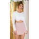 Fusta skort scurta, roz pudra, cu talia inalta, Lucinda Fusta skort scurta, roz pudra, cu talia inalta, Lucinda 4 - jojofashion.ro