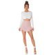 Fusta skort scurta, roz pudra, cu talia inalta, Lucinda Fusta skort scurta, roz pudra, cu talia inalta, Lucinda 6 - jojofashion.ro