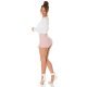 Fusta skort scurta, roz pudra, cu talia inalta, Lucinda Fusta skort scurta, roz pudra, cu talia inalta, Lucinda 7 - jojofashion.ro