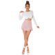 Fusta skort scurta, roz pudra, cu talia inalta, Lucinda Fusta skort scurta, roz pudra, cu talia inalta, Lucinda 8 - jojofashion.ro