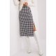 Fusta tip creion, din bumbac, midi, alba cu print negru, crapata pe picior, Aidra 2 - jojofashion.ro