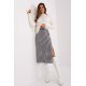 Fusta tip creion, din bumbac, midi, alba cu print negru, crapata pe picior, Aidra 4 - jojofashion.ro