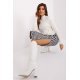 Fusta tip creion, din bumbac, midi, alba cu print negru, crapata pe picior, Aidra 6 - jojofashion.ro