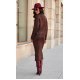 Fusta tip creion din vascoza, midi, maro, mulata, CarmenR 3 - jojofashion.ro