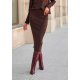 Fusta tip creion din vascoza, midi, maro, mulata, CarmenR 4 - jojofashion.ro