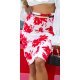 Fusta tip creion midi, alba cu flori rosii, mulata, Kieza Fusta tip creion midi, alba cu flori rosii, mulata, Kieza 2 - jojofashion.ro