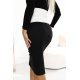 Fusta tip creion, mulata, midi, neagra, cu banda alba in talie, Kysha 6 - jojofashion.ro