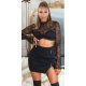 Fusta tricotata, din vascoza, scurta, neagra, cu fermoar, Luane Fusta tricotata, din vascoza, scurta, neagra, cu fermoar, Luane 4 - jojofashion.ro