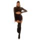 Fusta tricotata, din vascoza, scurta, neagra, cu fermoar, Luane Fusta tricotata, din vascoza, scurta, neagra, cu fermoar, Luane 7 - jojofashion.ro