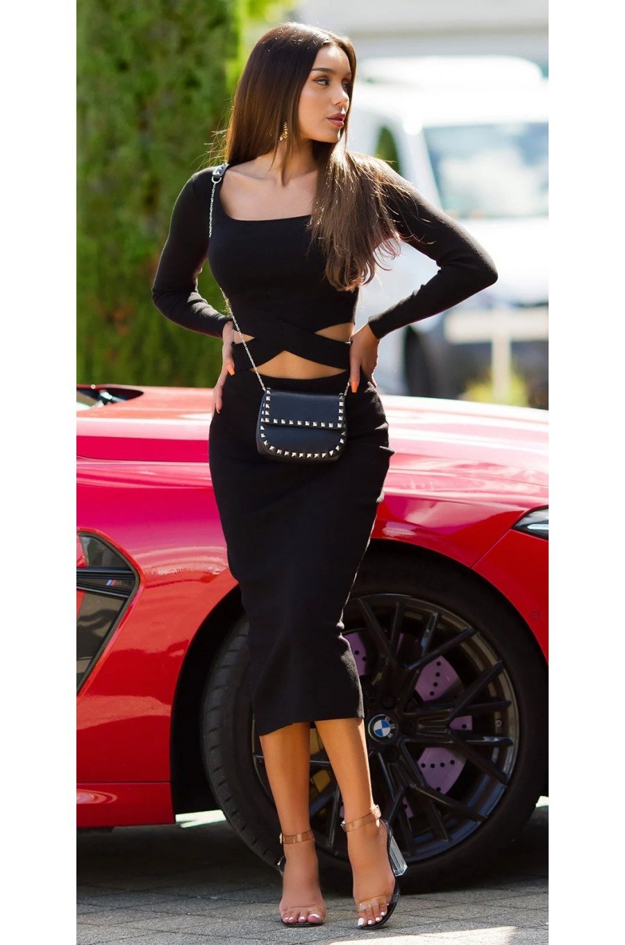 Set elegant fusta si bluza vascoza neagra Kambrija Set elegant fusta si bluza vascoza neagra Kambrija 4 - jojofashion.ro