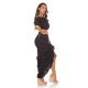 Tinuta din piese, neagra cu bulinute albe, fusta lunga si top, Esmeralda 3 - jojofashion.ro