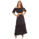 Tinuta din piese, neagra cu bulinute albe, fusta lunga si top, Esmeralda 4 - jojofashion.ro