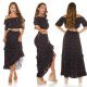 Tinuta din piese, neagra cu bulinute albe, fusta lunga si top, Esmeralda 6 - jojofashion.ro