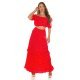 Tinuta din piese, rosie cu bulinute albe, fusta lunga si top, Esmeralda Tinuta din piese, rosie cu bulinute albe, fusta lunga si top, Esmeralda 4 - jojofashion.ro