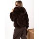 Geaca dama blana eco teddybear maro scurta cu gluga si buzunare Rosary 3 - jojofashion.ro