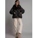 Geaca dama de iarna matlasata neagra scurta cu guler din blana eco Elissa 2 - jojofashion.ro