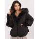 Geaca dama de iarna neagra cu gluga si blana eco Solenne 2 - jojofashion.ro