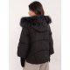 Geaca dama de iarna neagra cu gluga si blana eco Solenne 4 - jojofashion.ro