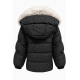 Geaca dama de iarna parka neagra scurta cu blanita eco bej si gluga Sydney 3 - jojofashion.ro