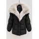 Geaca dama de iarna parka neagra scurta cu blanita eco bej si gluga Sydney 4 - jojofashion.ro
