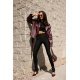 Geaca dama piele eco scurta burgundy cu cordon LorinaR 5 - jojofashion.ro
