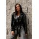 Geaca dama piele eco scurta neagra cu cordon in talie LorinaR 2 - jojofashion.ro