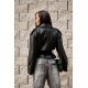 Geaca dama piele eco scurta neagra cu cordon in talie LorinaR 3 - jojofashion.ro